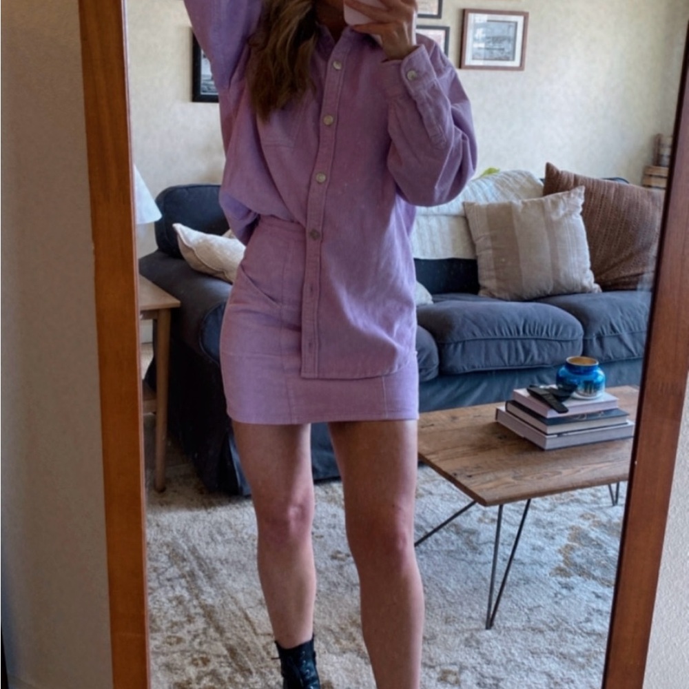 ASOS purple corduroy skirt set